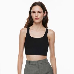Babaton Black Ribbed Tank Top